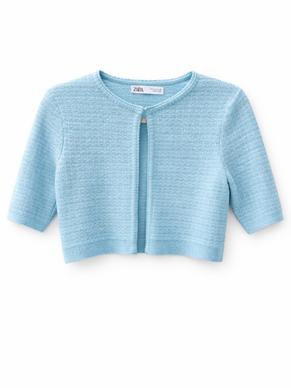 Zara Baby Blue Cropped Knit Cardigan